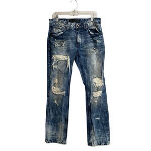 Level 7 Blue Light Wash Distressed Jeans Hipster Streetwear Men’s Size 32X32